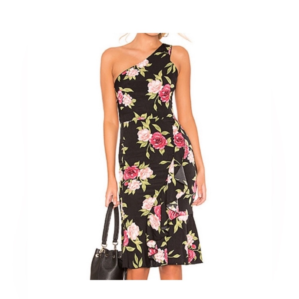 Superdown One Shoulder Floral Midi Dress - Medium